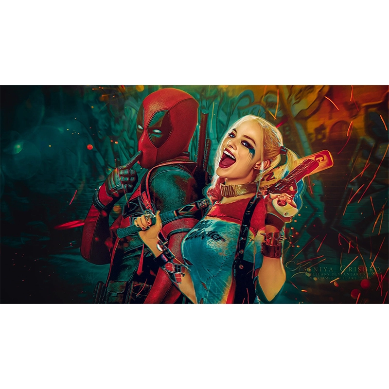 Πίνακας σε καμβά Harley & Dead pool Πίνακας σε καμβά Harley & Dead pool