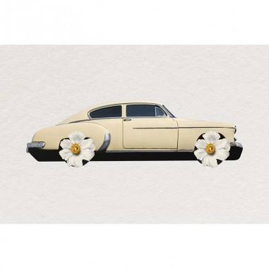 Πίνακας σε καμβά Vintage car with flower weels
