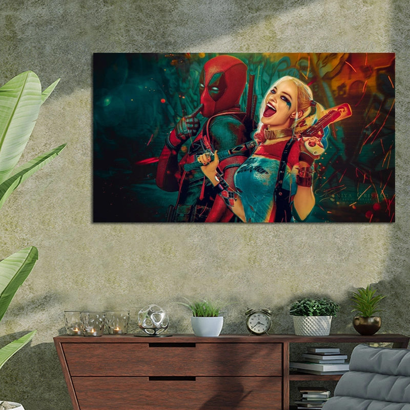 Πίνακας σε καμβά Harley & Dead pool Πίνακας σε καμβά Harley & Dead pool