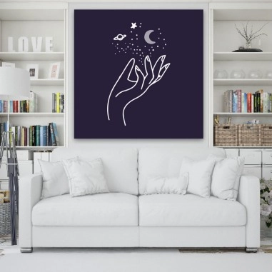 Πίνακας σε καμβά Hand with Moon and Stars