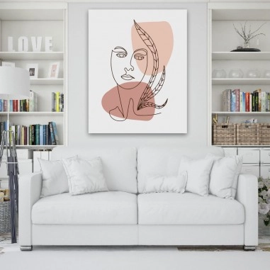 Πίνακας σε καμβά Line Art Pensive Woman