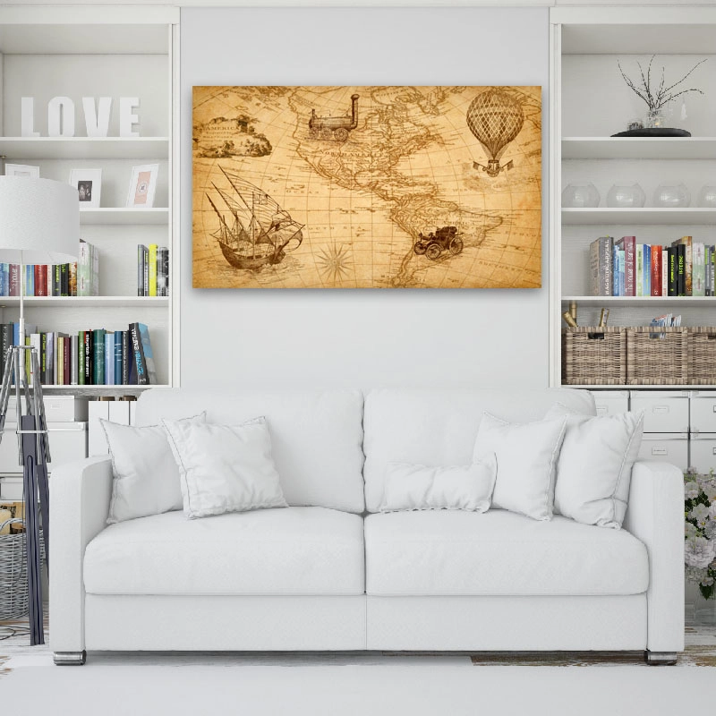 Πίνακας σε καμβά Vintage Χάρτης Αερόστατο