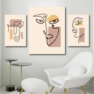 Τρίπτυχος πίνακας Line faces