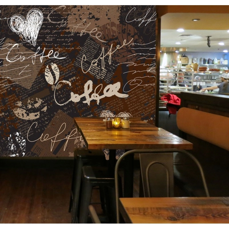 διακόσμηση καφετερίας με ταπετσαρία με τούβλα