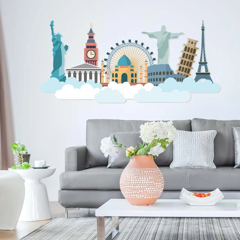 Σαλόνι με αυτοκόλλητο τοίχου