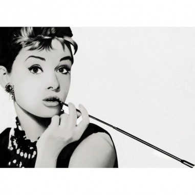 Πίνακας σε καμβά Audrey Hepburn smoke
