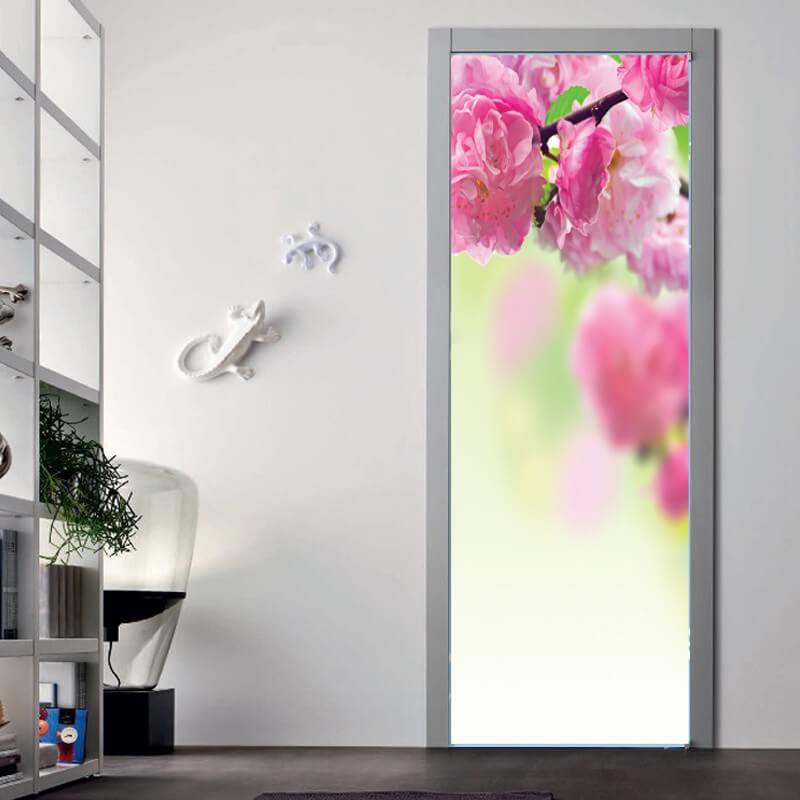 Αυτοκόλλητα για πόρτες με Ροζ Λουλούδια 2