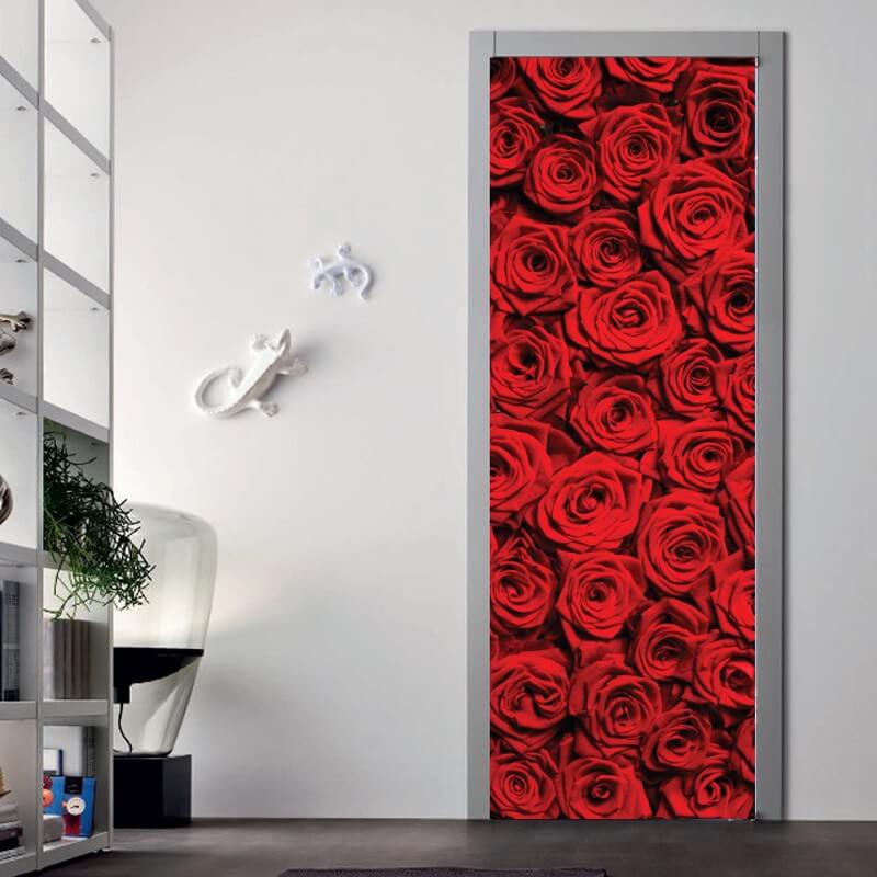 Αυτοκόλλητα πόρτας Κόκκινα Τριαντάφυλλα