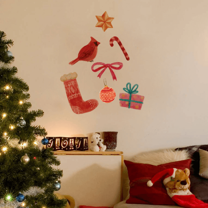 Αυτοκόλλητα τοίχου Xριστουγεννιάτικα αντικείμενα φτιαγμένα με τέμπερα