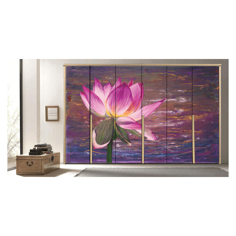 Αυτοκόλλητο ντουλάπας μοβ λουλούδι