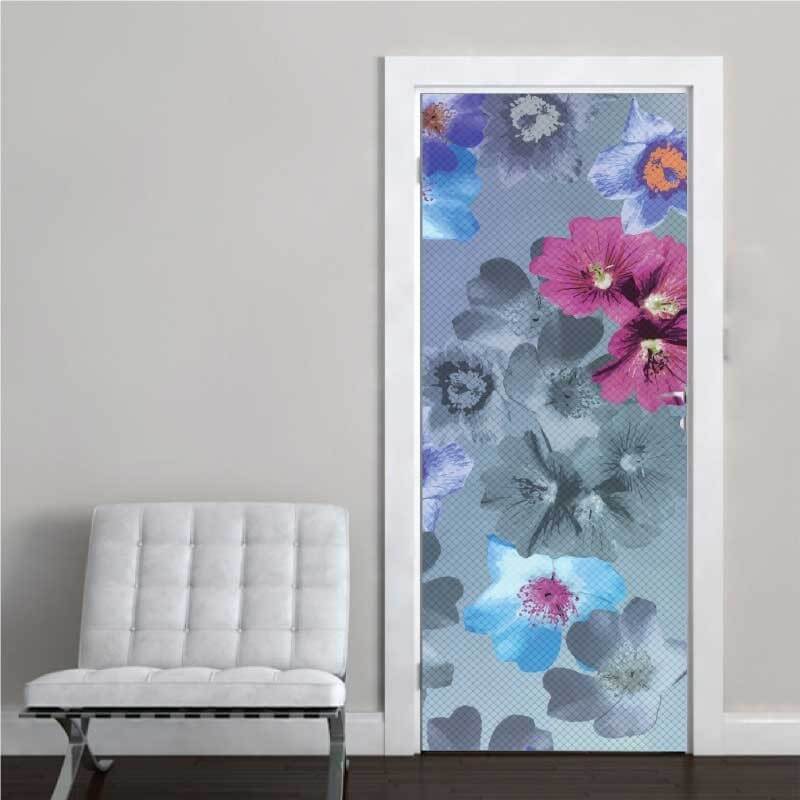 Αυτοκόλλητο πόρτας Μοτίβο λουλούδια