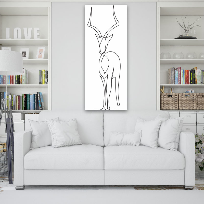 Πίνακας σε καμβά Line Art Antelope 70x173 Τελαρωμένος καμβάς σε ξύλο με πάχος 2cm