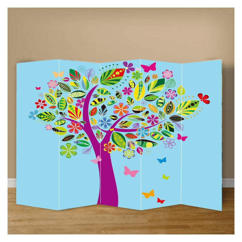 Παραβάν με πολύχρωμο δέντρο 80x160 Ύφασμα Μία όψη