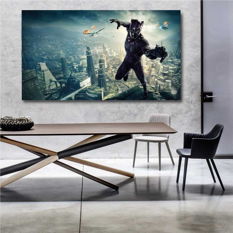 Πίνακας σε καμβά Black Panther 176x100 Τελαρωμένος καμβάς σε ξύλο με πάχος 2cm