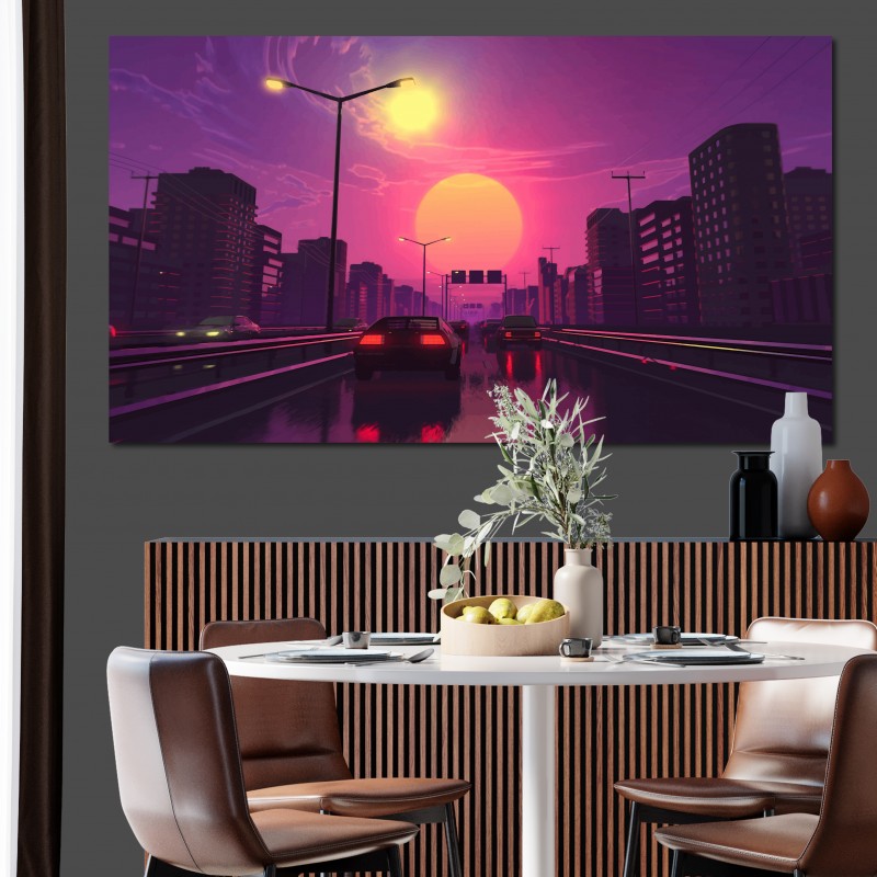 Πίνακας σε καμβα city lights 177x100 Τελαρωμένος καμβάς σε ξύλο με πάχος 2cm