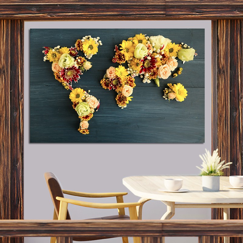 Πίνακας σε καμβά flower map 73x110 Τελαρωμένος καμβάς σε ξύλο με πάχος 2cm