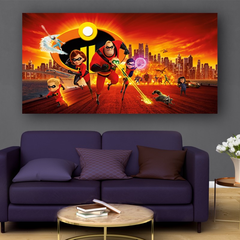 Πίνακας σε καμβά Incredibles 2 112x60 Τελαρωμένος καμβάς σε ξύλο με πάχος 2cm