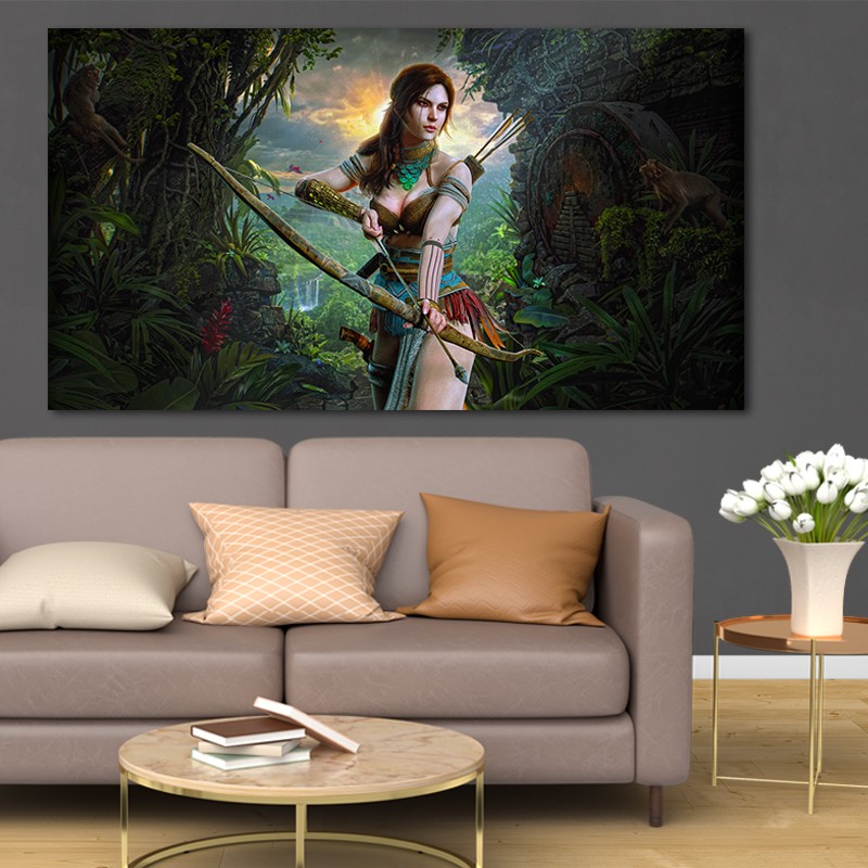Πίνακας σε καμβά Lara Croft 218x120 Τελαρωμένος καμβάς σε ξύλο με πάχος 2cm