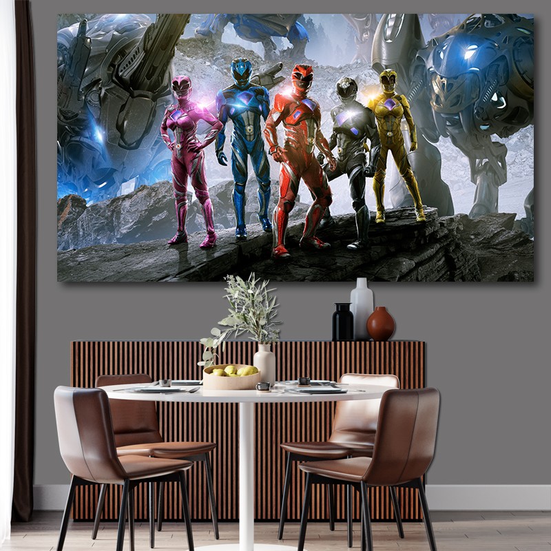 Πίνακας σε καμβά Power Rangers 89x50 Τελαρωμένος καμβάς σε ξύλο με πάχος 2cm