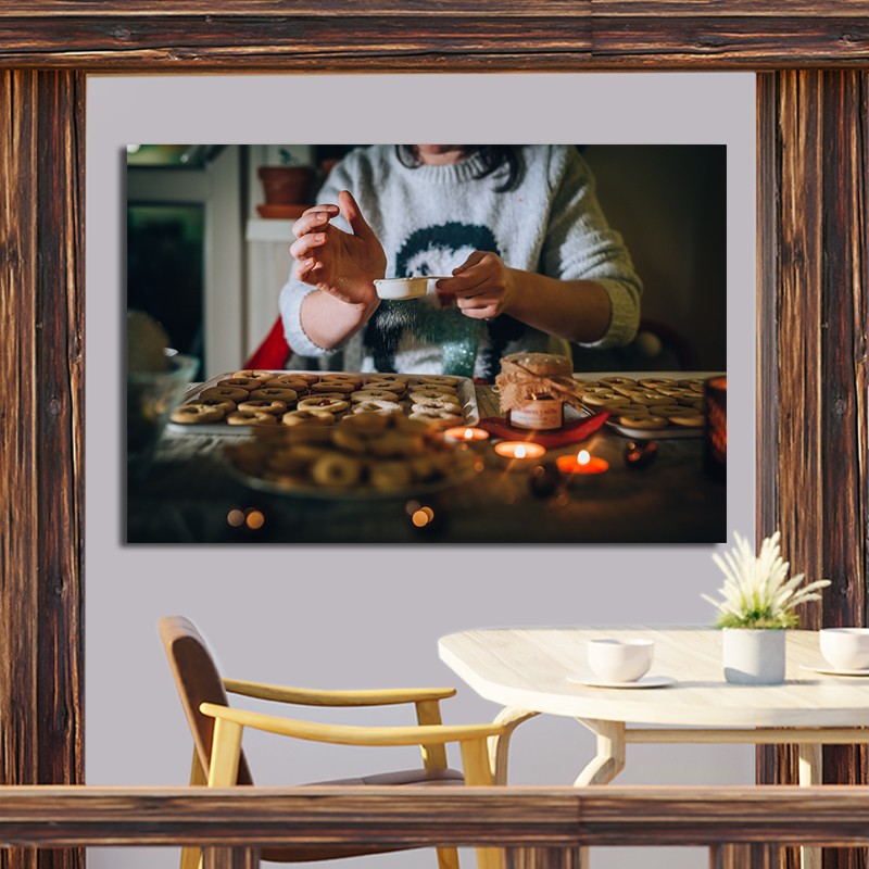 Πίνακας σε καμβα Χριστούγεννα και cookies 73x110 Τελαρωμένος καμβάς σε ξύλο με πάχος 2cm