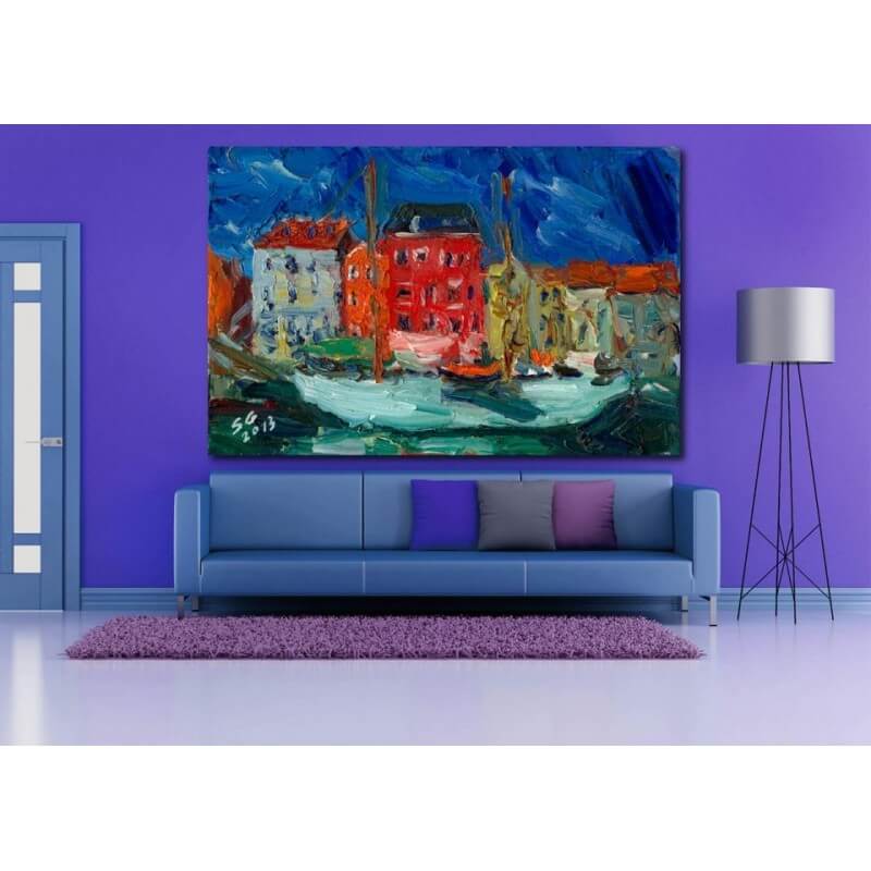 Πίνακας σε καμβά Abstract Houses 40x60 Τελαρωμένος καμβάς σε ξύλο με πάχος 2cm