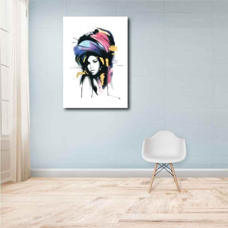 Πίνακας σε καμβά Amy Winehouse Watercolor 70x100 Τελαρωμένος καμβάς σε ξύλο με πάχος 2cm