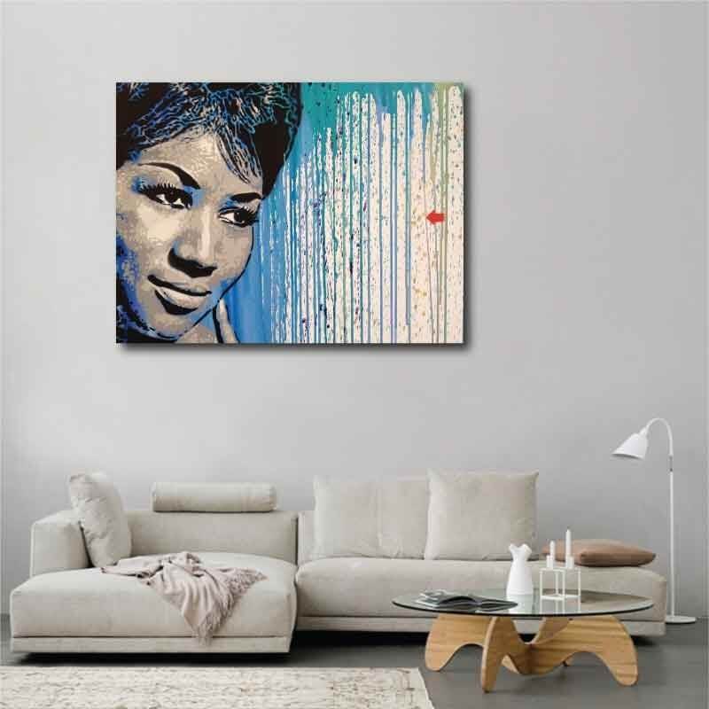 Πίνακας σε καμβά Aretha Franklin Poster 54x40 Τελαρωμένος καμβάς σε ξύλο με πάχος 2cm
