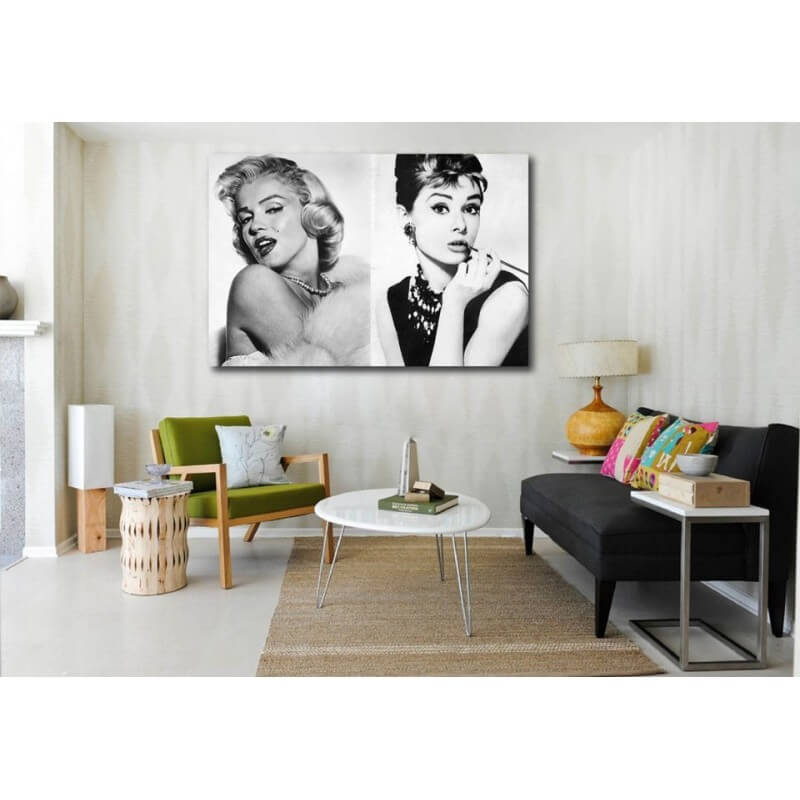 Πίνακας σε καμβά Audrey Hepburn & Marilyn Monroe 80x120 Τελαρωμένος καμβάς σε ξύλο με πάχος 2cm