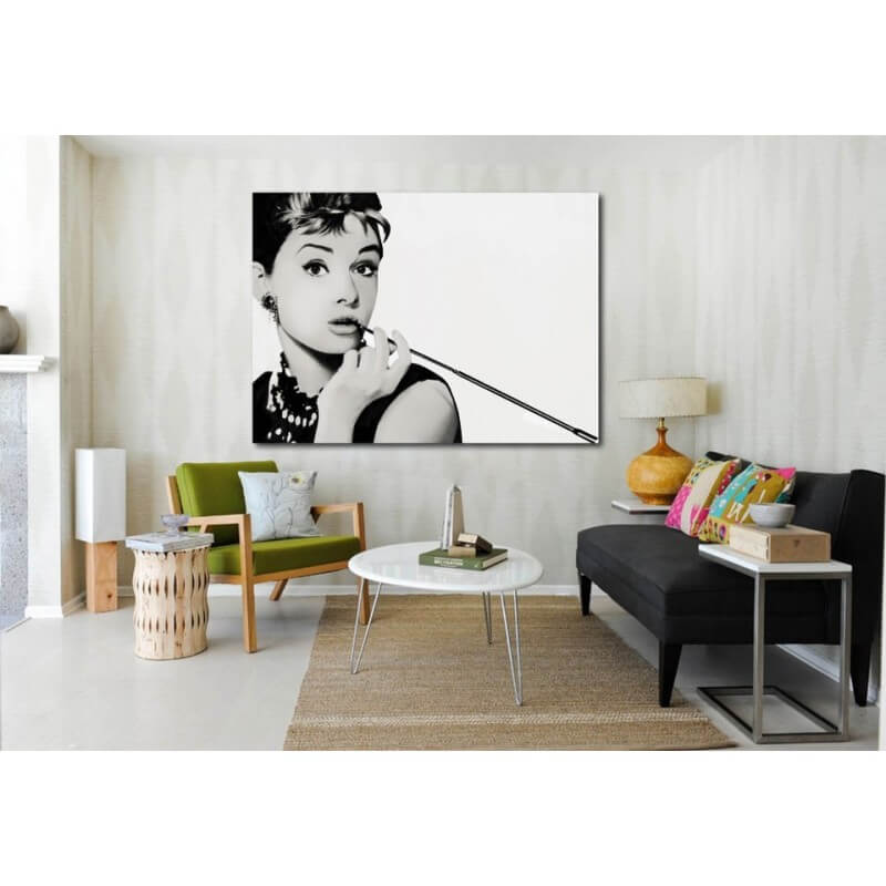 Πίνακας σε καμβά Audrey Hepburn smoke 30x45 Τελαρωμένος καμβάς σε ξύλο με πάχος 2cm