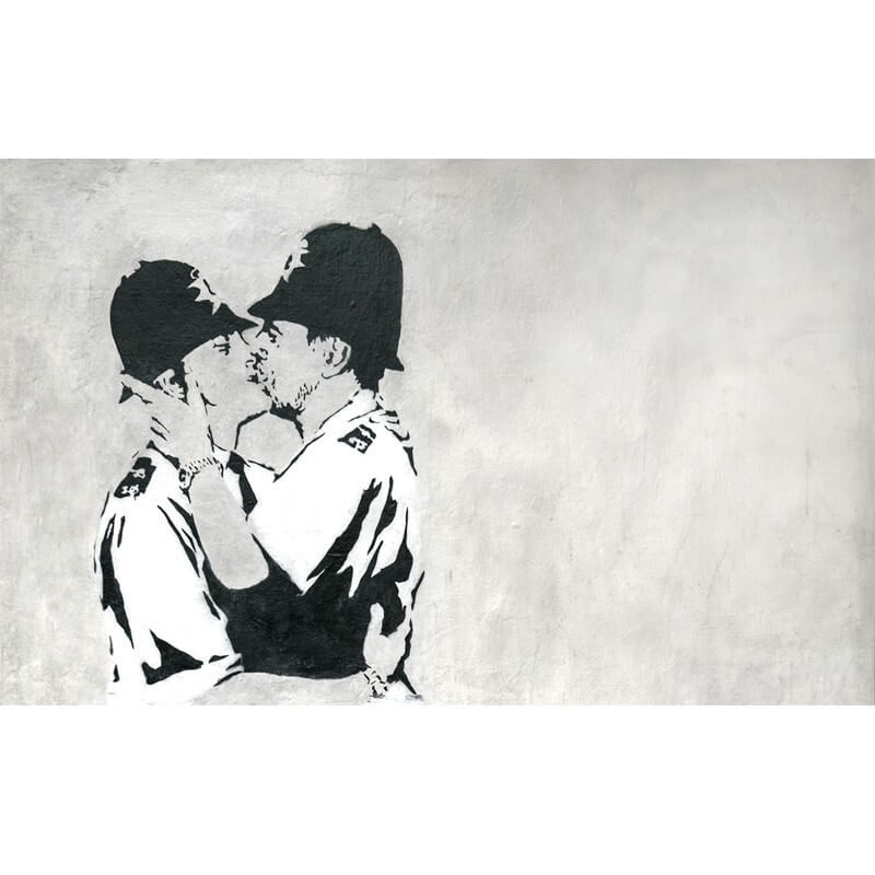 Πίνακας σε καμβά Banksy - Kissing Coppers