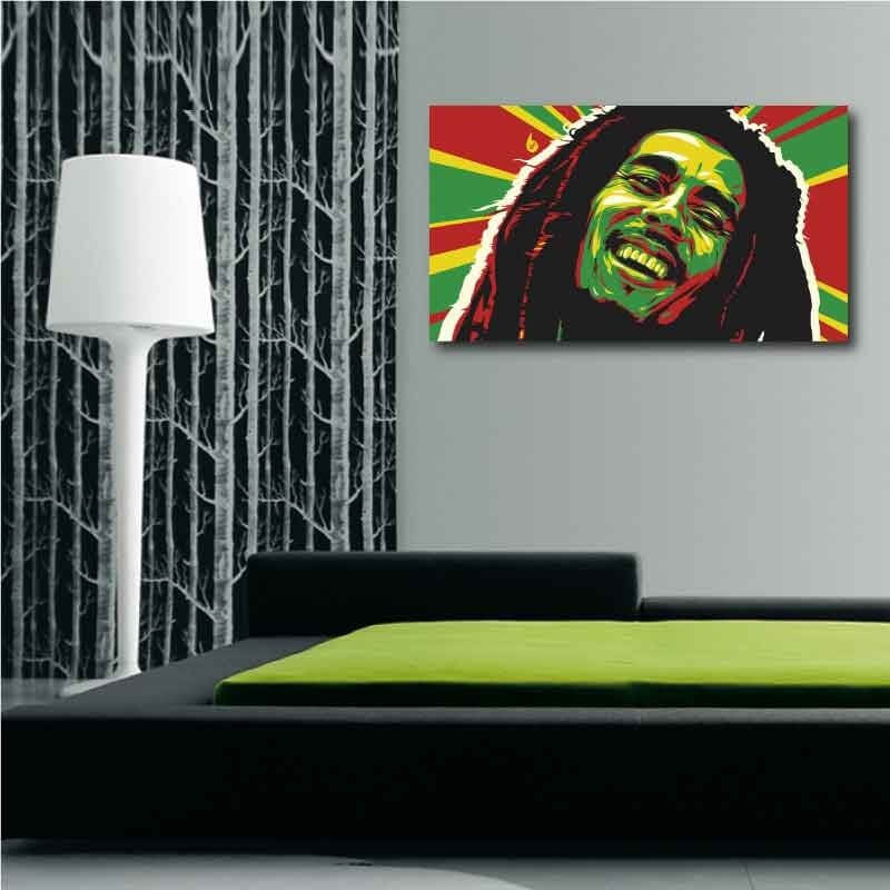 Πίνακας σε καμβά Bob Marley Abstract 214x120 Τελαρωμένος καμβάς σε ξύλο με πάχος 2cm