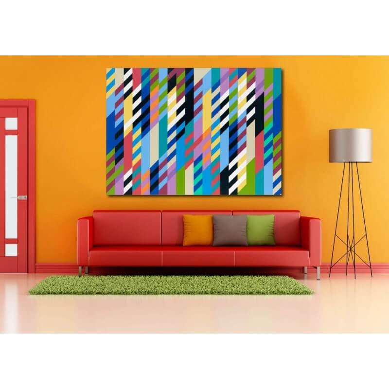 Πίνακας σε καμβά Bridget Riley Through Through 70x105 Τελαρωμένος καμβάς σε ξύλο με πάχος 2cm