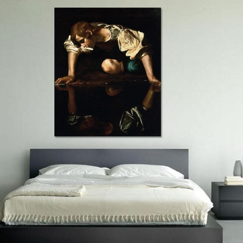 Πίνακας σε καμβά Caravaggio - Narcissus 100x121 Τελαρωμένος καμβάς σε ξύλο με πάχος 2cm