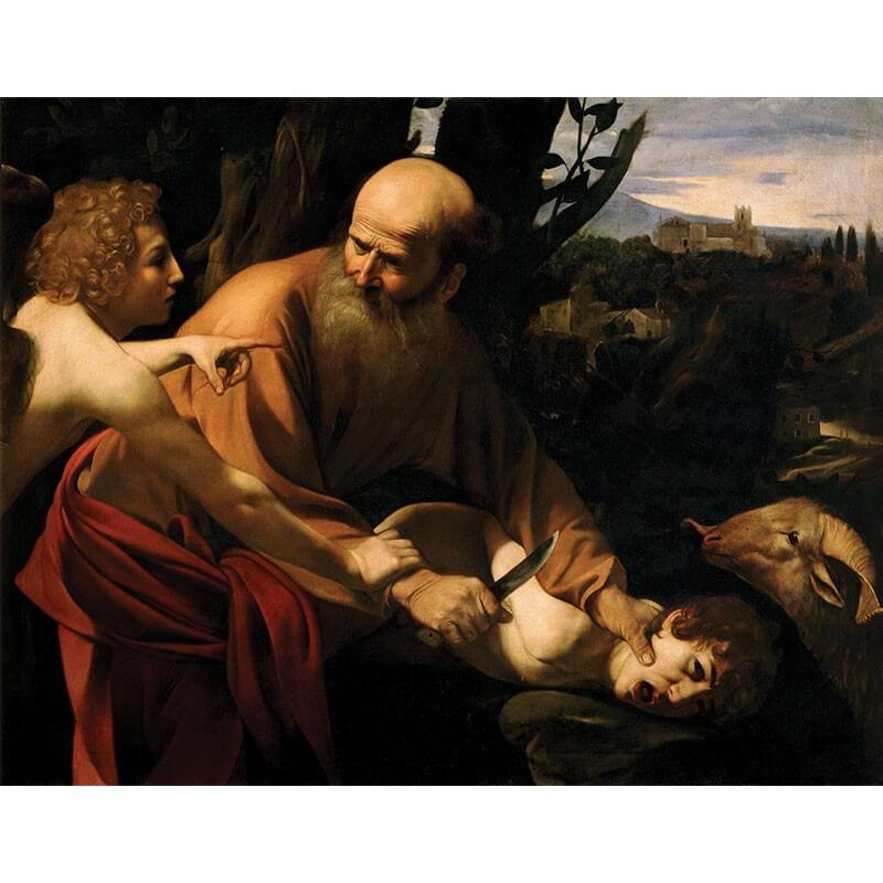 Πίνακας σε καμβά Caravaggio - Sacrifice of Isaac 59x45 Τελαρωμένος καμβάς σε ξύλο με πάχος 2cm