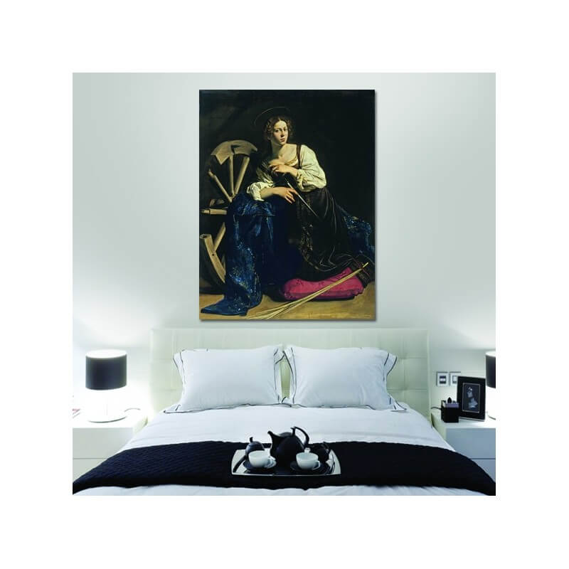 Πίνακας σε καμβά Caravaggio - Saint Catherine of Alexandria 80x105 Τελαρωμένος καμβάς σε ξύλο με πάχος 2cm