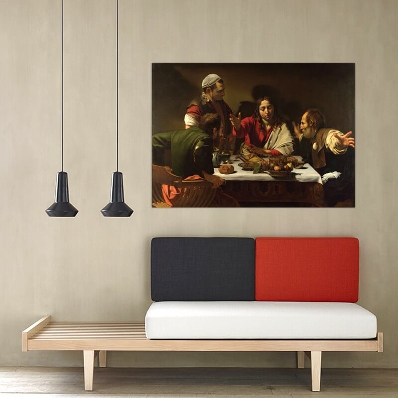 Πίνακας σε καμβά Caravaggio - Supper at Emmaus 155x110 Τελαρωμένος καμβάς σε ξύλο με πάχος 2cm