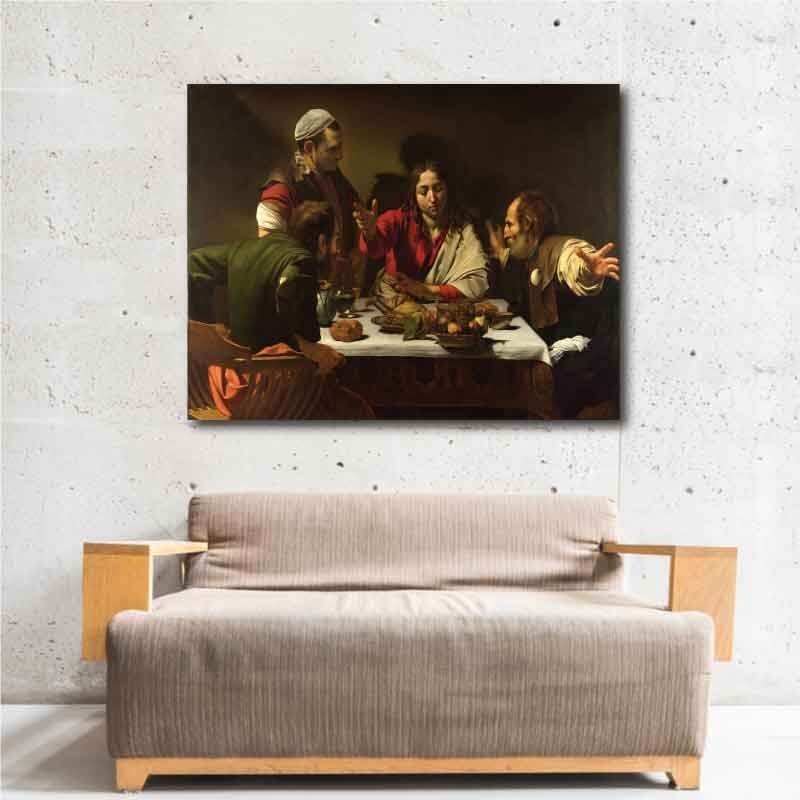 Πίνακας σε καμβά Caravaggio - Supper at Emmaus 98x69 Τελαρωμένος καμβάς σε ξύλο με πάχος 2cm