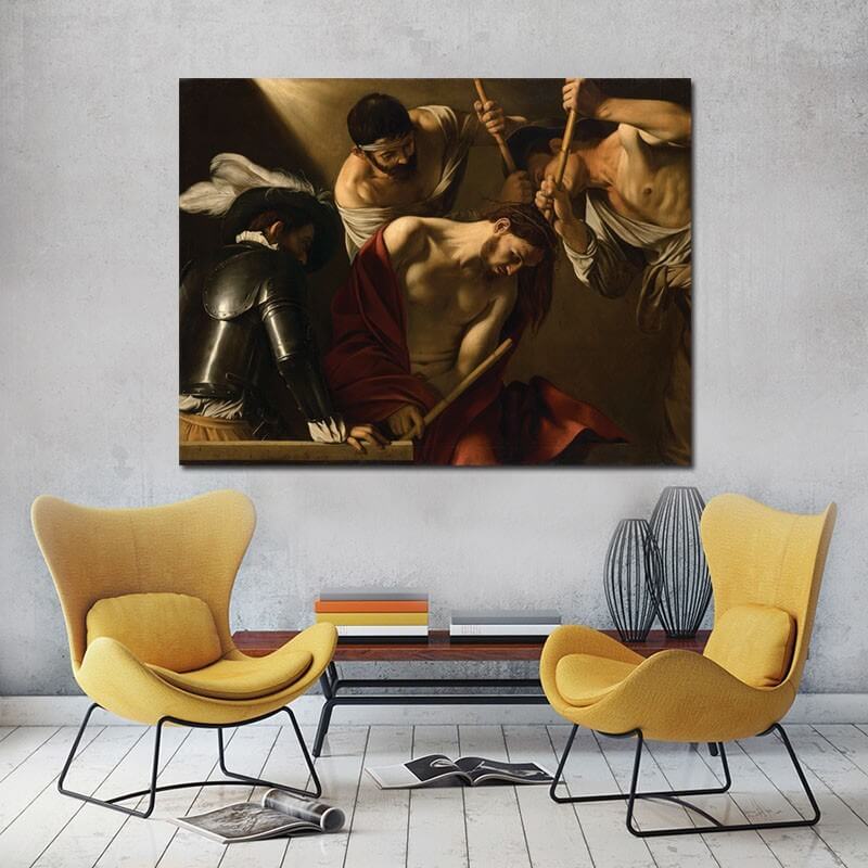 Πίνακας σε καμβά Caravaggio - The Crowning with thorns 106x80 Τελαρωμένος καμβάς σε ξύλο με πάχος 2cm