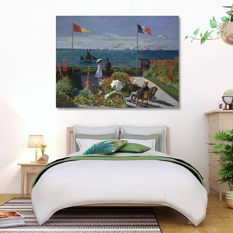 Πίνακας σε καμβά Claude Monet - Jardin à Sainte-Adresse 160x120 Τελαρωμένος καμβάς σε ξύλο με πάχος 2cm