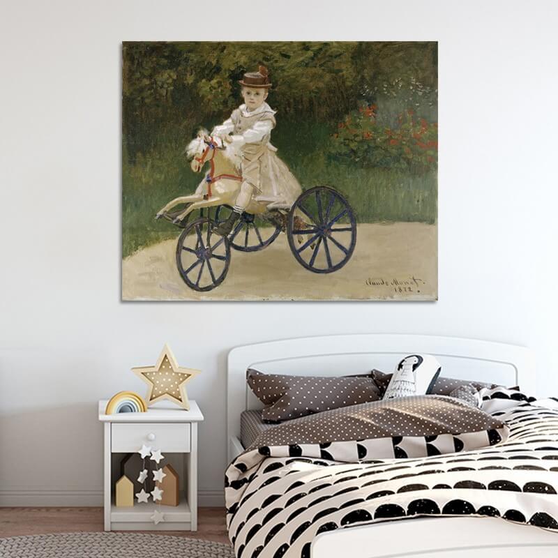 Πίνακας σε καμβά Claude Monet - Jean  Monet on his Hobby Horse