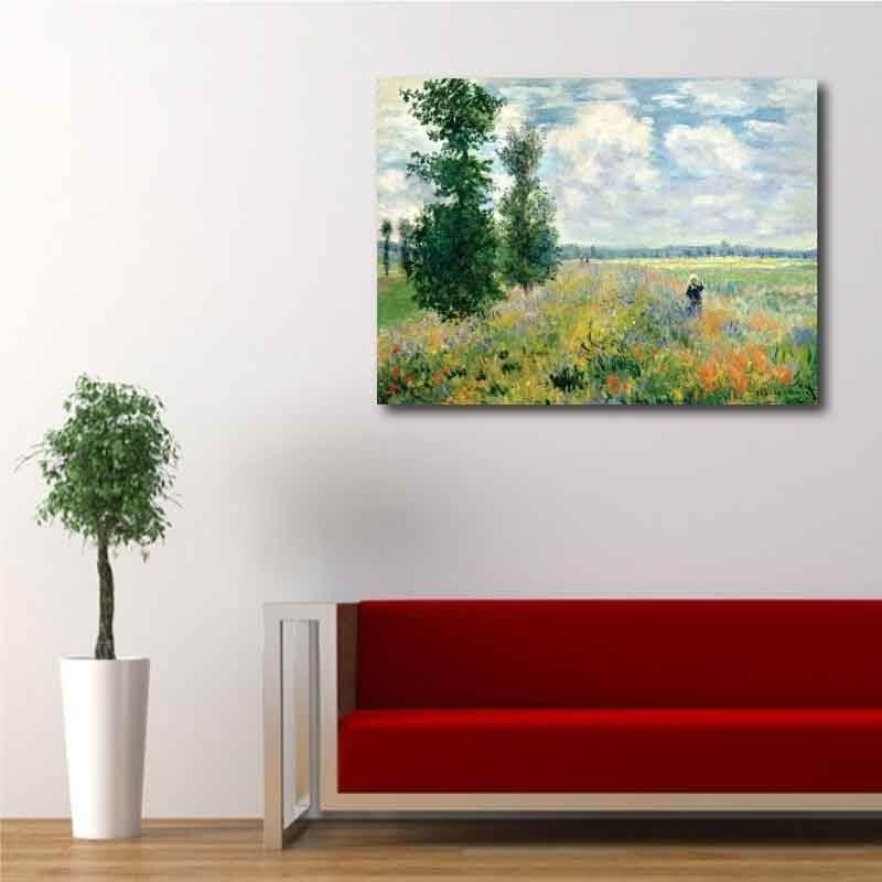 Πίνακας σε καμβά Claude Monet - Poppy Field (1875) 82x60 Τελαρωμένος καμβάς σε ξύλο με πάχος 2cm