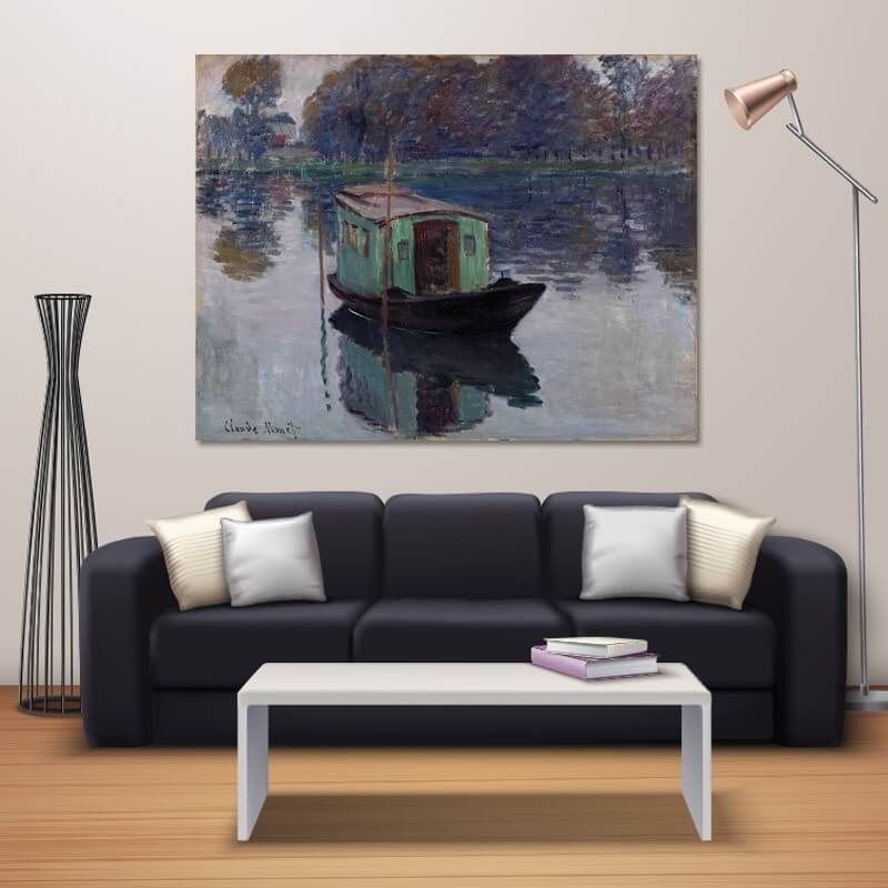 Πίνακας σε καμβά Claude Monet - The Studio Boat 92x70 Τελαρωμένος καμβάς σε ξύλο με πάχος 2cm