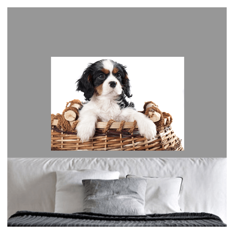 Πίνακας σε καμβά Dog in the basket 174x120 Τελαρωμένος καμβάς σε ξύλο με πάχος 2cm