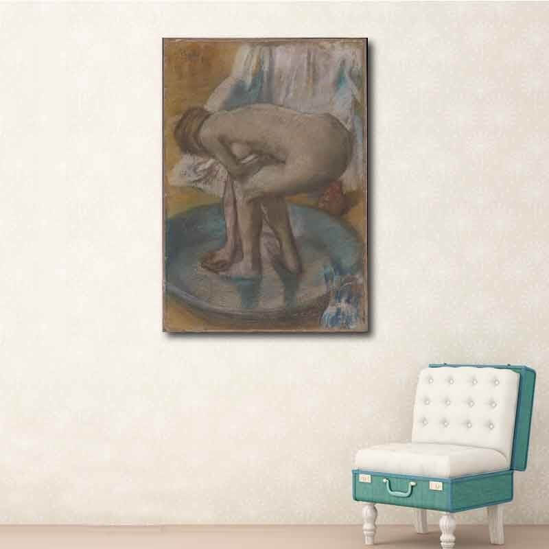Πίνακας σε καμβά Edgar Degas - Woman Bathing in a Shallow Tub(1885) 120x173 Τελαρωμένος καμβάς σε ξύλο με πάχος 2cm