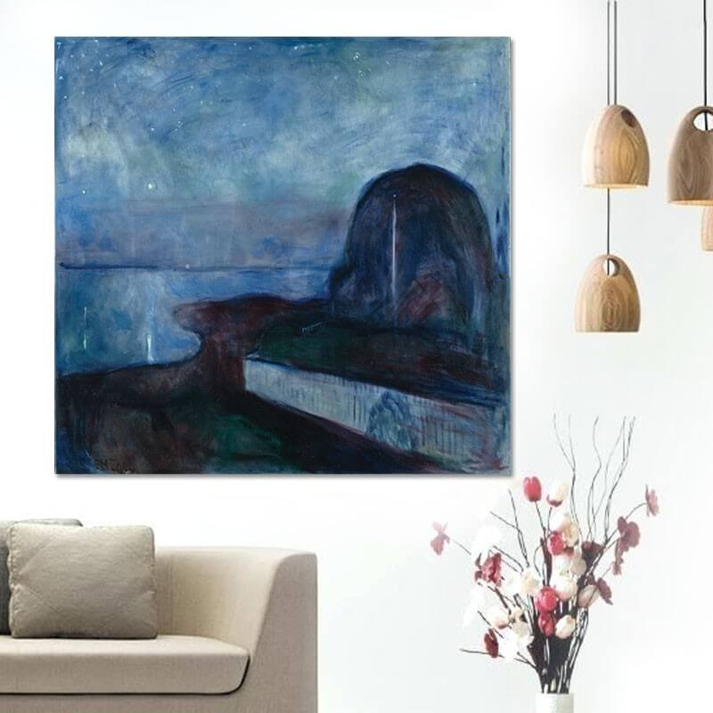 Πίνακας σε καμβά Edvard Munch - Starry Night 42x40 Τελαρωμένος καμβάς σε ξύλο με πάχος 2cm
