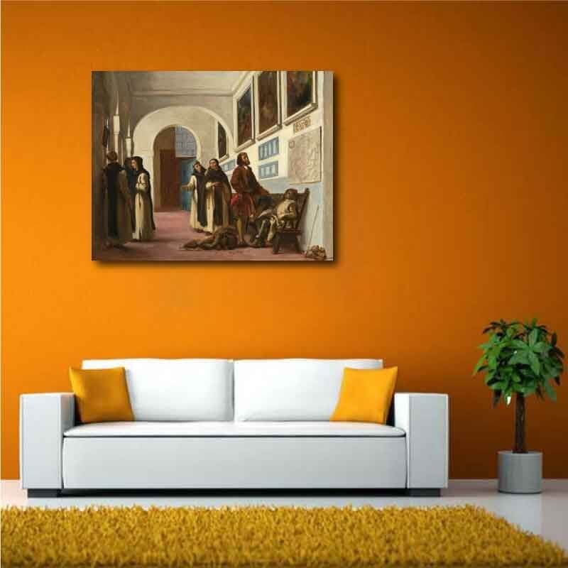 Πίνακας σε καμβά Eugene Delacroix - Columbus and His Son at La Rábida - 1838 105x80 Τελαρωμένος καμβάς σε ξύλο με πάχος 2cm