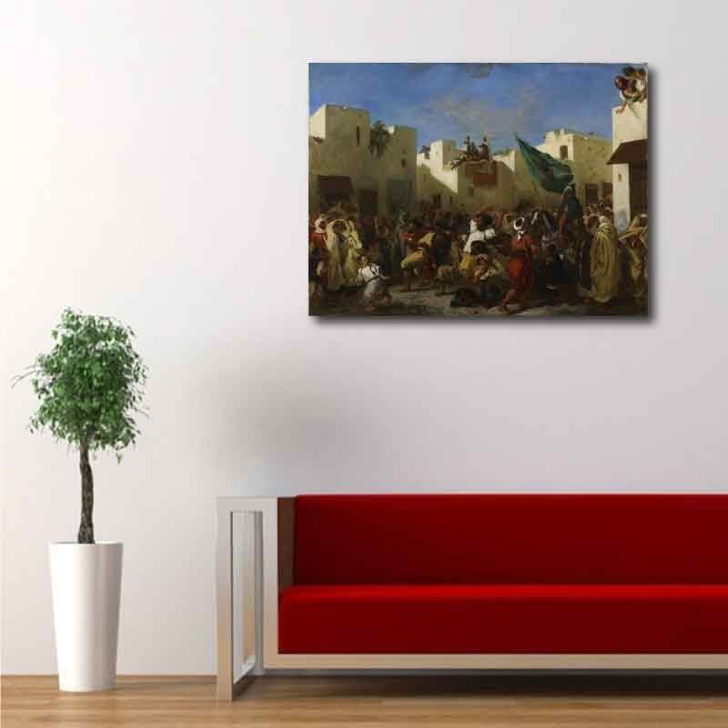 Πίνακας σε καμβά Eugène Delacroix - Fanatics of Tangier - 1838 94x70 Τελαρωμένος καμβάς σε ξύλο με πάχος 2cm