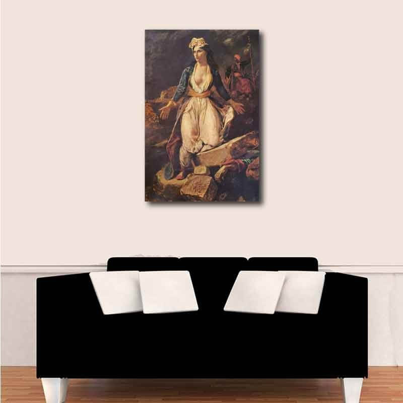 Πίνακας σε καμβά Eugène Delacroix - Greece on the Ruins of Missolonghi - 1826 40x60 Τελαρωμένος καμβάς σε ξύλο με πάχος 2cm