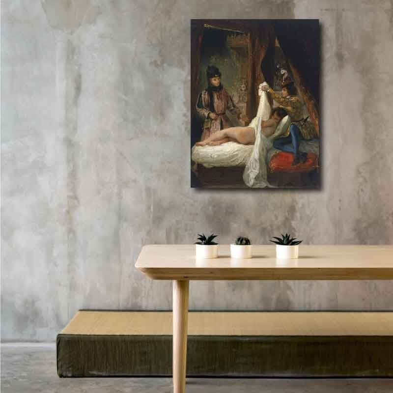 Πίνακας σε καμβά Eugène Delacroix - Louis of Orléans Unveiling his Mistress - 1825 100x132 Τελαρωμένος καμβάς σε ξύλο με πάχος 2cm