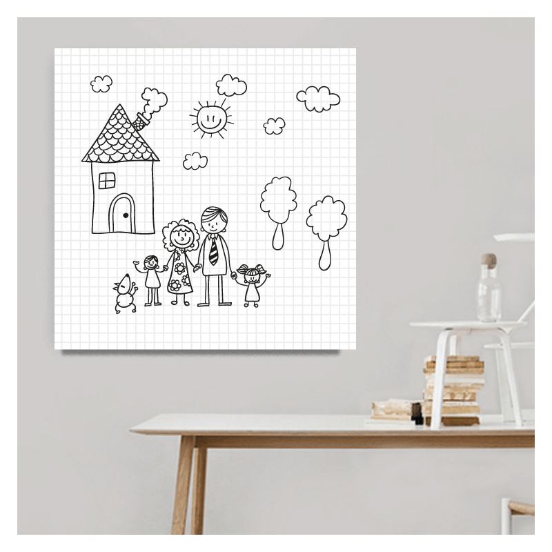 Πίνακας σε καμβά family drawing 50x50 Τελαρωμένος καμβάς σε ξύλο με πάχος 2cm